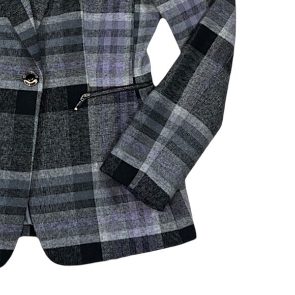 Tahari Gray/Purple Blazer | Size 2 - Picture 5 of 6